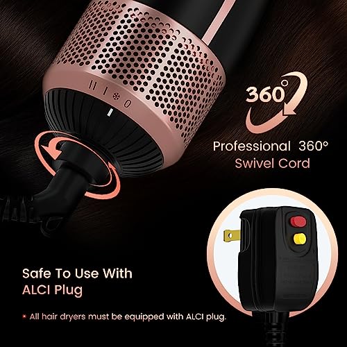 Dual Voltage Hair Dryer Brush, PRITECH Hot Air Brush 110V-120V/220V-240V Ionic 1000W Blow Dryer Brush 4 in 1 Styler, One Step Volumizer, Styling Brush for Straight and Curling Hair Salon