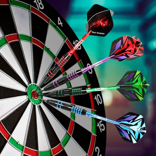 WINSDART Darts Metal Tip Set Professional Metal Darts for Dartboard Steel Tip Darts with Nonslip Iron Barrel Aluminum Dart Shafts,Extra Flights,Dart Sharpener,Gift Box
