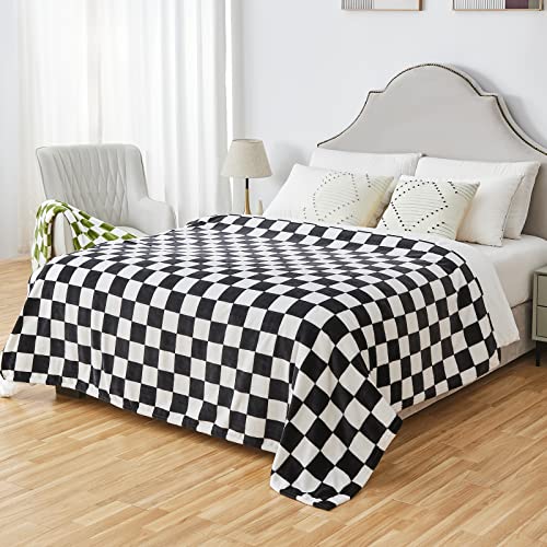 SOCHOW Checkered Flannel Throw Blanket, Soft Cozy Checkerboard Grid Pattern Fleece Blanket for Couch Bed Sofa, Sage Green 60 x 80 Inches