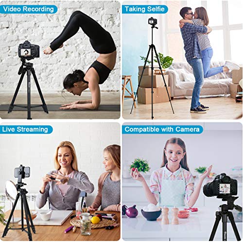 Endurax 60" Phone Tripod for Canon Camera Stand with Universal Phone Mount & Remote Shutter Max Load 6.6 lb, No Quick Release Plate, Black
