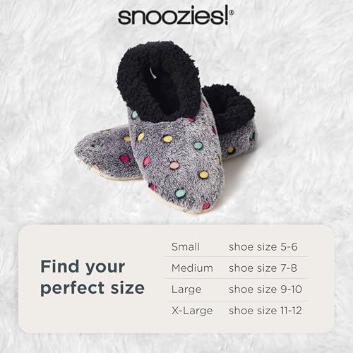 Snoozies Slippers for Women | Lotsa Dots Colorful Cozy Sherpa Slipper Socks | Womens House Slippers | Cozy Slippers for Women | Fuzzy Slippers | Black | Small