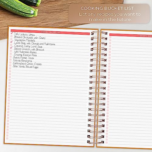 Clever Fox Recipe Book Spiral – Blank Family Cookbook – Empty Cooking Journal – Notebook Organizer to Write In Recipes – Large (Amber Yellow)