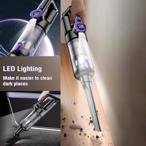 Fedemer Hand held Vacuum Cleaner, Hand Vacuum 16000PA Powerful Suction Cordless Cordless Rechargeable Vacuum, for Car Home Bedroom Office Cleaning with LED Light
