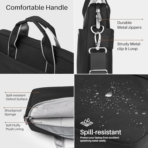BAFFINA 15.6 16 Inch Laptop Shoulder Bag for Men Women,Waterproof Computer Carrying Case Messenger Bag with Strap,Laptop Briefcase for 14-15-16 Inch MacBook/Chromebook/Notebook Hp Dell Acer Asus,Black