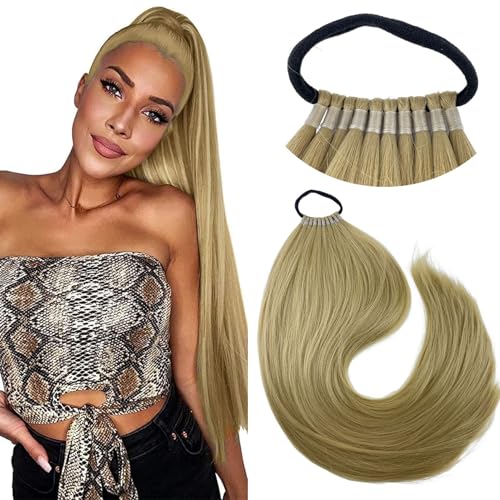 Kediciz Ponytail Extension Warp Around Pony Tail with Hair Tie 24inch Long Synthetic Yaki Straight Braiding Hair Ponytail DIY Braided for Women Girls Daily Party Cosplay,Black Brown