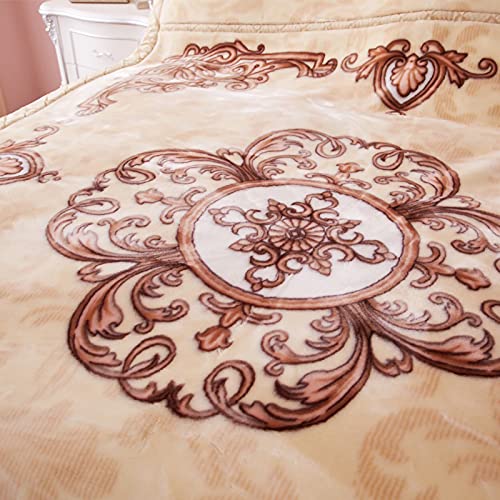 Korean Mink Blanket 55"×75", Silky Soft and Warm - 2 Ply Reversible Raschel Bed Blanket for Single Bed.(150x200cm-2.5kg).