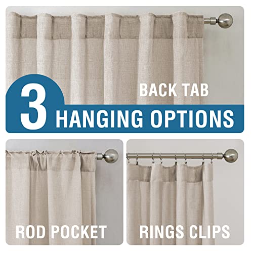 H.VERSAILTEX Natural Linen Curtains 96 inches Long for Living Room 2 Panels Back Tab Loop Pocket Textured Light Filtering Semi Sheer Rustic Farmhouse Boho Curtain for Bedroom, Terracotta