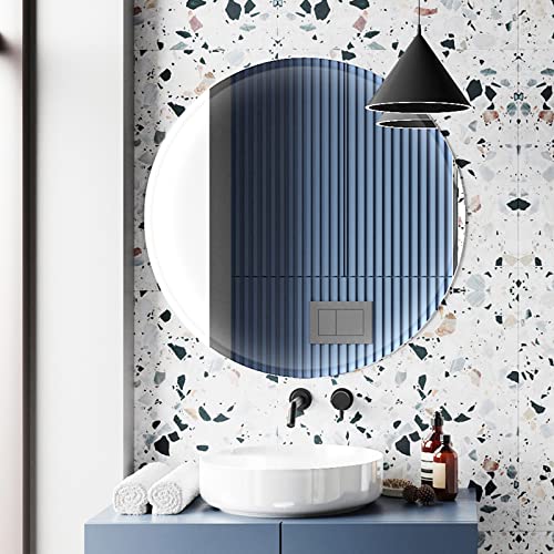 Circle Mirror 16 Inch, Frameless Round Bathroom Mirror Wall Mouted with Beveled Edge for Bedroom Living Room Entryway