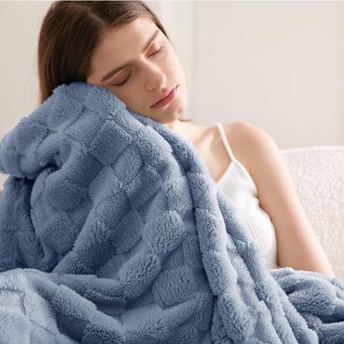 Bedsure Pageant Blue Fleece Blanket for Couch - Super Soft Cozy Twin Blankets for Women, Cute Small Blanket for Girls, 60x80 Inches