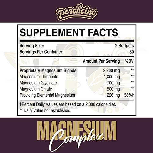 Liposomal Magnesium Complex 2200MG Softgels,Magnesium Threonate, Magnesium Glycinate, Magnesium Citrate, Three-in-one Supplement, Gluten Free, 60 Softgels