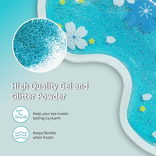 Ice Eye Mask Gel Cooling Eye Mask Reusable Cold Eye Mask for Puffy Eyes, Eye Ice Pack Eye Mask with Soft Plush Backing for Dark Circles, Migraine, Stress Relief (1PCS,Blue)