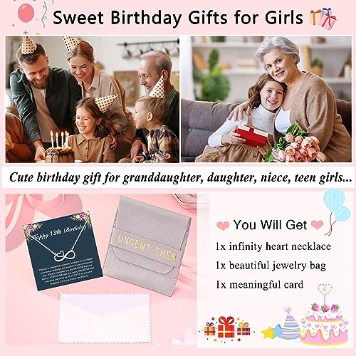 UNGENT THEM 13th Birthday Decorations for Girls Happy 13 Year Old Girl Birthday Gifts Ideas Necklace for Teen Girls