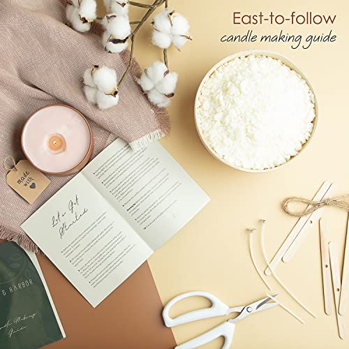 Hearth & Harbor Soy Candle Wax for Candle Making - Natural Soy Wax for Candle Making 2 lb Bag, Premium Soy Wax Flakes, 5 Cotton Candle Wicks, 4 Wick Stickers, & 1 Centering Devices