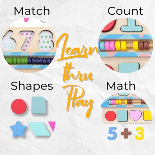 BEKILOLE Wooden Montessori Toys for Kids Toddler Number Puzzles Sorter Counting Shape Stacker Stacking Game Preschool Toys for Boy Girl Learning Education Math Blocks Boy & Girl Gifts and Beyond