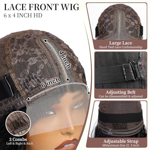 KOME Ombre Ash Blonde Long Wave Wigs for Women,Put On Go Glueless Lace Front Wig,Middle Part Synthetic Wig for Daily Party Use 26IN