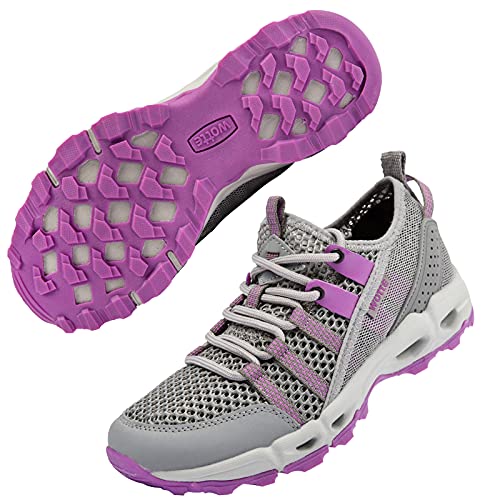 MAINCH Women's Hiking Water Shoes Quick Dry Outdoor Sport Sneakers (Size 11.5, Black)