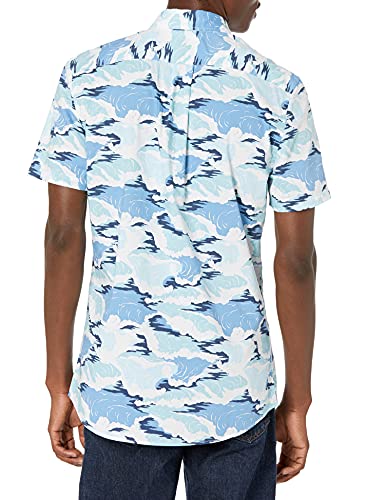 Goodthreads Men's Standard-Fit Short-Sleeve Printed Poplin Shirt, White Aloha, X-Small