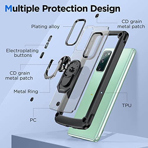 ANTSHARE for Samsung Galaxy S20 FE Case,S20 Fe Case with 2 Pack Screen Protector + 1 Pack Camera Protector,Slim Protective Case with Kickstand Clear Hard Back Soft Bumper for Galaxy S20 FE 5G (Green)
