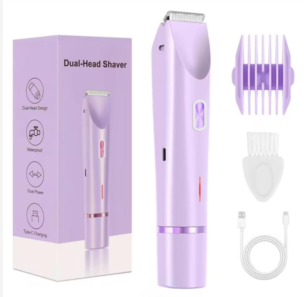 CasaCare Electric Bikini Trimmer for Women, USB Rechargeable Electric Shaver for Bikini Line, Legs, Underarms – Portable Waterproof Lady Grooming Razor (Purple)