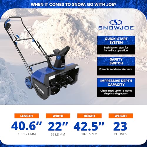 Snow Joe 15A Electric Snow Blower with Dual LED Lights, 22" Walk-Behind Machine