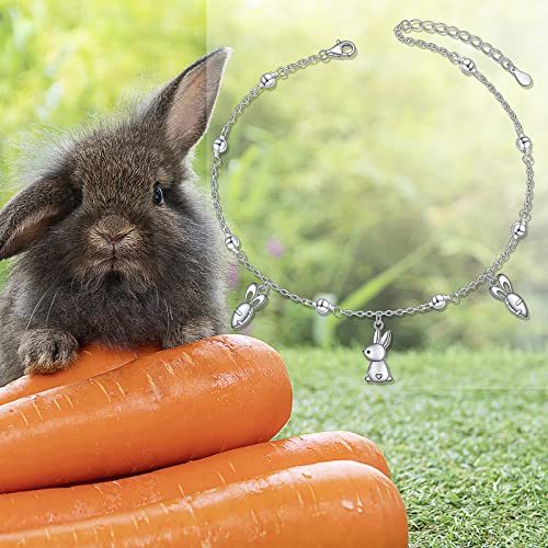 Ladytree Anklet for Women 925 Sterling Silver Lotus Beaded Adjustable Foot Cubic Zirconia Blue Flower Symbol Ankle Bracelet Anklets Jewelry for Yoga lovers