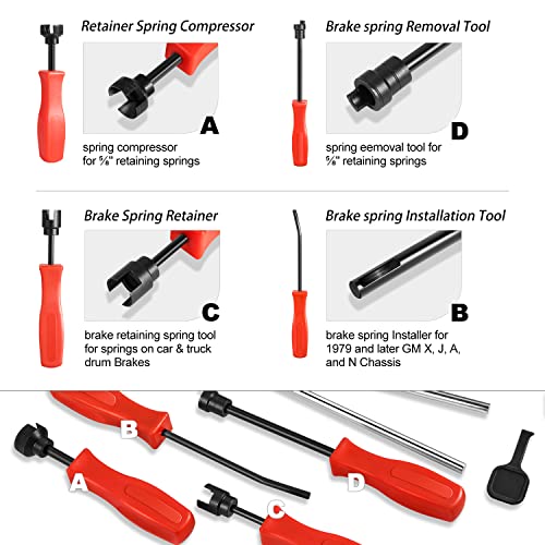 DNA MOTORING TOOLS-00244 8-Pcs Brake Service Kit, Brake Spring Installer Remover Plier Tools Set with Carrying Case,Blue
