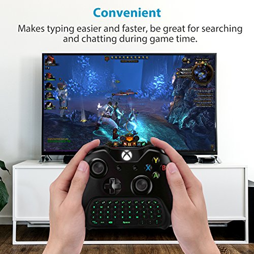MoKo Green Backlight Keyboard for Xbox One Controller, Xbox Series X/S, Wireless Gaming Chatpad Keypad with USB Receiver&3.5mm Audio Jack, Xbox Accessories for Xbox One/One S/Elite/2 Controller, Black