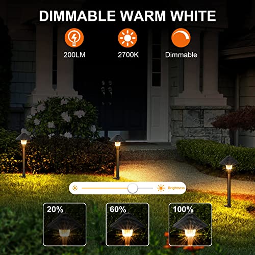 XMCOSY+ Low Voltage Smart Pathway Lights with APP Control, Adjustable Warm White & RGB, Compatible with Alexa, 12V 6W Outdoor Mushroom Lights for Garden Path Lawn (6 Pack)