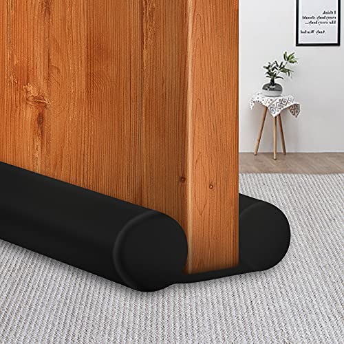 MAXTID Large Door Draft Stopper 30 Inch for Small Size Bedroom Door, Fits 1 to 1.7" Gaps Draft Light Blocker Black Gap Stoppers Door Draft Guard for Bottom of Doors Adjustable Twin Sided Doors Draft