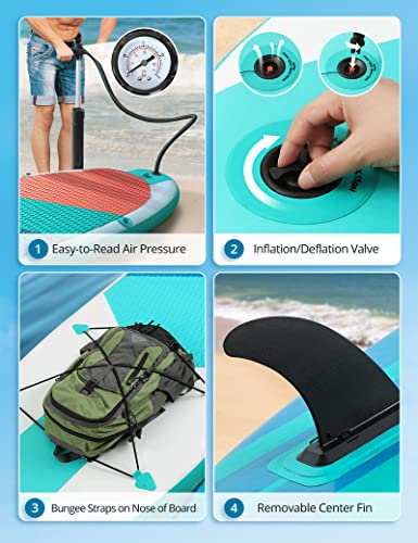 EVAJOY Inflatable Stand Up Paddle Board 11'×32"×6" Around with iSUP Accessories & Waterproof Bag, Portable Hand Pump for Racing Touring Fishing , Safety Leash, Main Fin