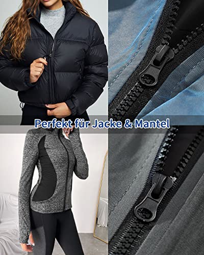 Wavebeexs 20 Inch Jacket Zipper, #5 Reliable Zipper for Jacket (3 Piece), Black Plastic Coat Zipper Replacement, Separating Zipper for Coat, Down Jacket, Sweatshirt, Clothes, Parka and More