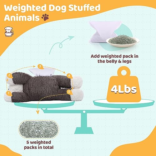 MorisMos 24inch 4Lbs Weighted Microwavable Stuffed Animal, Large Weighted Stuffed Dog Plush, Heatable Unscented Dog Throw Pillow