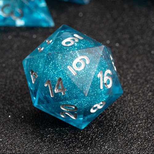 Fugacity DND Dice Set,Handmade Sharp Edge 7 Piece Resin Dice-Dungeons and Dragons Polyhedral Dice Set, D&D Dice Set with Gift Dice Case for RPG MTG Table Games