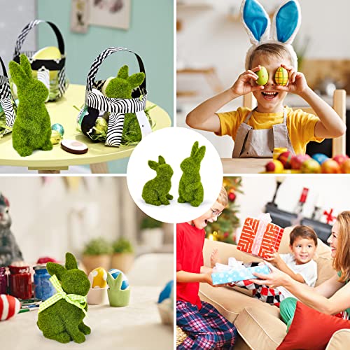 MicoSim Easter Bunny Decorations,Resin Moss Bunny Figurine,Garden Artificial Moss Rabbit Easter Décor Easter Party Favors Gifts(Medium Sit)