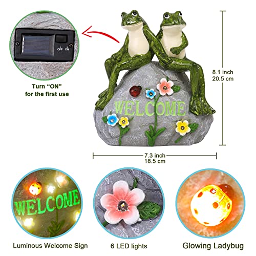 Nacome Solar Garden Outdoor Statues Turtle with Succulent and 7 LED Lights - Lawn Decor Tortoise Statue for Patio, Balcony, Yard Ornament - Unique Housewarming Gifts