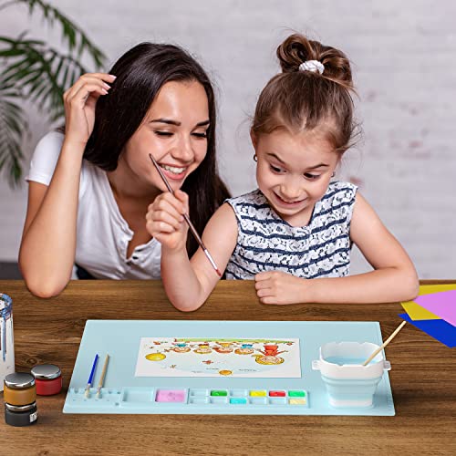 Silicone Craft Mat, 20"x16" Silicone Painting Mat with Cup, Nonstick Silicone Sheet for Resin Jewelry Casting, Creator Silicone Mat for Art, DIY, Drawing, Clay and Play Doh