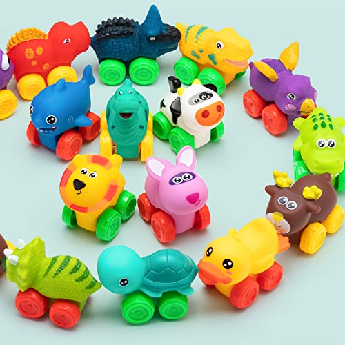 JOYIN Animal Cars, Soft Rubber Car Set Toy, Baby Mini Toy Vehicles, Bath Toy Car for Boys and Girls, Babies Christmas Birthday Gift, Summer Beach and Pool Activity, Party Favors for Kids