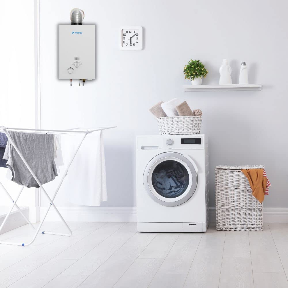 MAREY GA10FLP 2.64 GPM, 68,240 BTU's LP Gas Flow activated Gas Tankless Water Heater, White