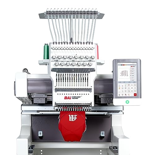 BAi VisionV22 Hat Embroidery Machine, Multi Needles Computerized Commercial Embroidery Machines,15.7"x19.7" Embroidery Area,15 Needles Tubular Structure Stable Cap Embroidery Machine