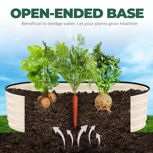 Utopia Home Galvanized Raised Garden Bed, 4ft x 2ft Lightweight Planter Boxes Outdoor with Easy Assembly, Large Garden Bed for Vegetables, Fruits, Flower - Beige