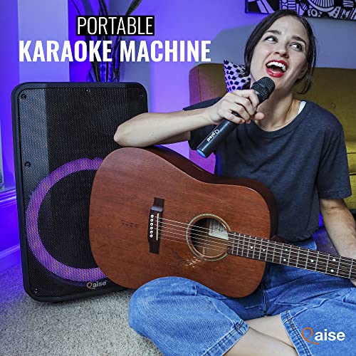 QAISE Portable Bluetooth Speaker & Karaoke Machine - Portable PA System with Wireless Mic, Professional Dual 12” Subwoofer with Lights, 7h Play time, 6000 Watts Peak Power - SonicBoomer X Douze