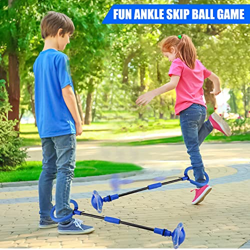 Chridark Ankle Skip Ball for Kids - Foldable Flash Wheel Skip Ball, Outside Game Toys for Kids & Adults, Gift for Boys & Girls Age 5 6 7 8 9 10 Years Old (Blue)