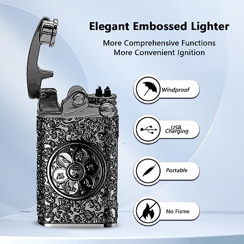 RSBYE Plasma Lighter USB Rechargeable Windproof Lighter Electric Lighter Flameless Dual Arc Lighter Electronic Cool Lighters for Candle, Incense Stick, Outdoor Camping(Black)