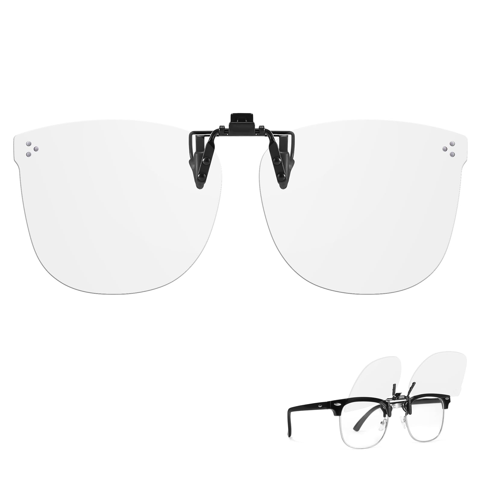 TJUTR Clip On Blue Light Blocking Glasses for Big Prescription Glasses, Anti Eyestrain, Ideal for Computer Gaming TV