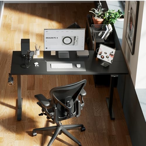 Agilestic Electric Standing Desk, Large 63 x 24 Inches Height Adjustable Desk, Sit Stand up Desk for Work Office Home, Splice Board, Black