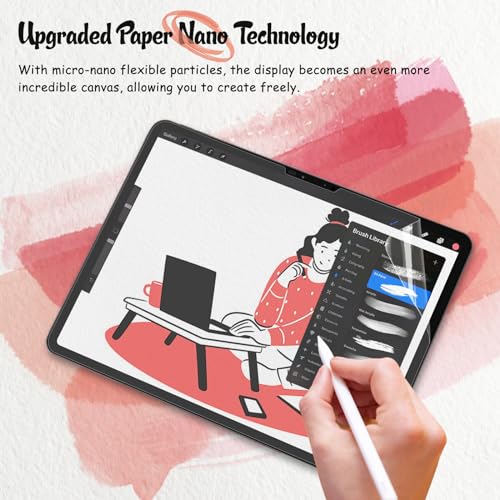 bersem 2 Pack New Paper Nano Screen Protector Compatible with iPad Pro 11 Inch 2024 (M4), Matte PET Film for Paper Art Writing, Nib Friendly, Anti-Glare, Easy Installation, Nano-Texture