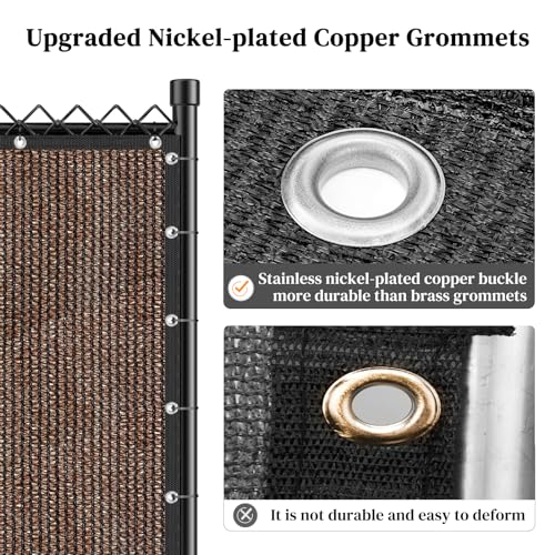 Winpull 4FT x 50FT Privacy Fence Screen Heavy Duty 170GSM Fencing Mesh Shade Net Cover Nickel-Plated Copper Grommets, 95% Blockage Privacy Fence for Outdoor Wall Garden Yard Backyard Pool (Brown)