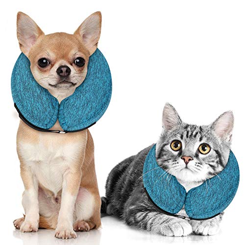 Dog Cone Collar for Small Medium Large Dogs for After Surgery, Pet Inflatable Neck Donut Collar Soft Protective Recovery Cone for Dogs and Cats - Alternative E Collar Does Not Block Vision - Green,XS
