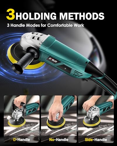 GEVEELIFE Buffer Polisher, 6 Inch/7 Inch 1600W Rotary Car Buffer Polisher Waxer, 7 Variable Speed 1000-3500 RPM, Detachable Handle for Car, Boat Sanding, Polishing, Waxing