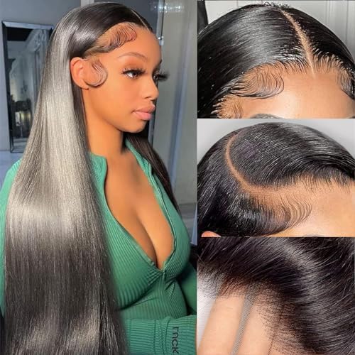 AGADES Glueless Wigs Human Hair Pre Plucked Pre Cut 5X5 Lace Closure Wigs Wear and Go Wig Human Hair Density 180 Straight Lace Front Wigs Human Hair Brazilian Virgin Human Hair Wig For Women 18 Inch